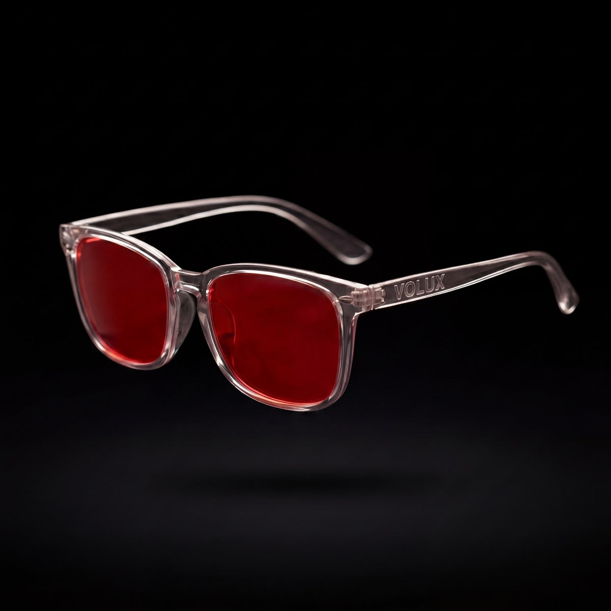 Volux Blue Light Glasses — Clear frame, Red lenses