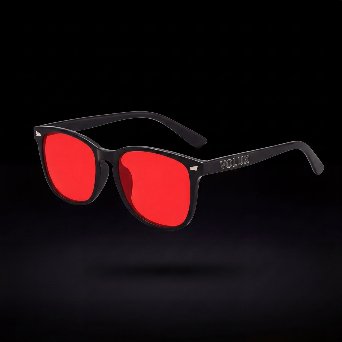 Volux Blue Light Glasses — Black frame, Red lenses